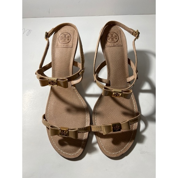 Tory Burch Tan Sandals with Bow Detail - Picture 1 of 7